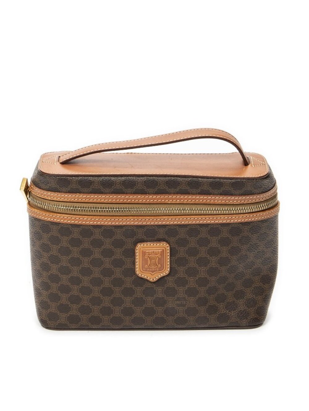 Celine Top Handle Toiletries Pouch Brown Macadam Canvas - Picture 1 of 10